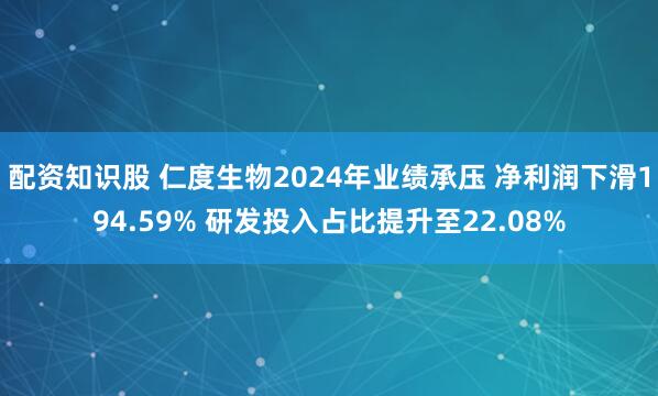 配资知识股 仁度生物2024年业绩承压 净利润下滑194.59% 研发投入占比提升至22.08%
